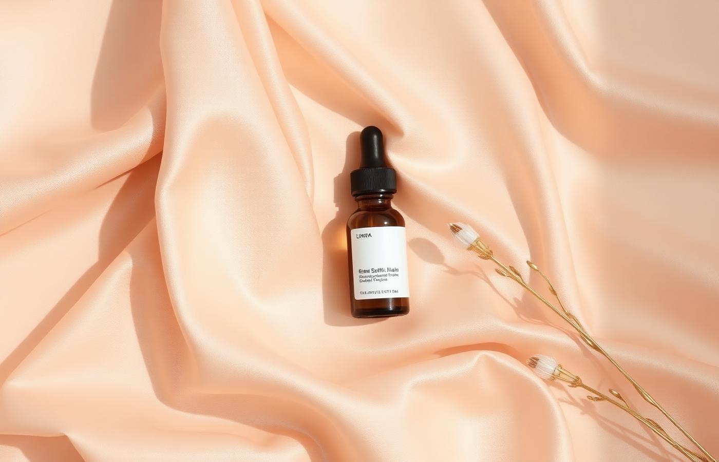 Skincare de luxo sobre seda