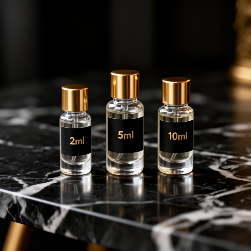 Decants sofisticados de 2ml, 5ml e 10ml em mármore
